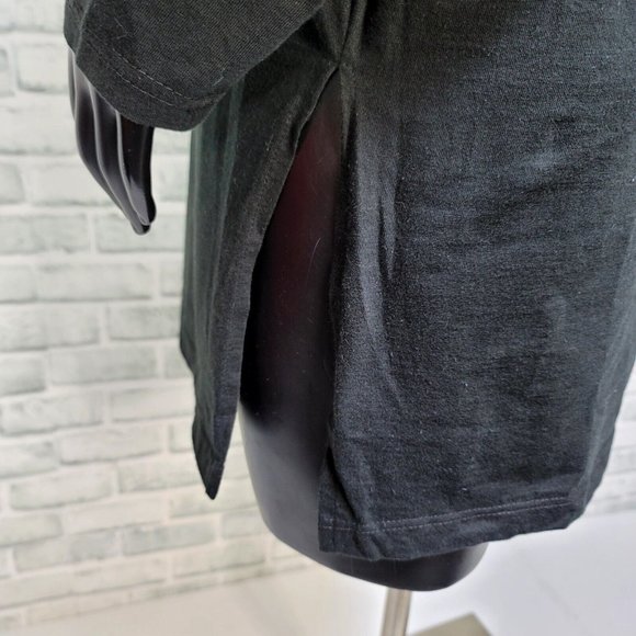 Vintage 80s Womens M Black Dolman Sleeve Side Slit Tunic Tee Animal Applique - Picture 5 of 8